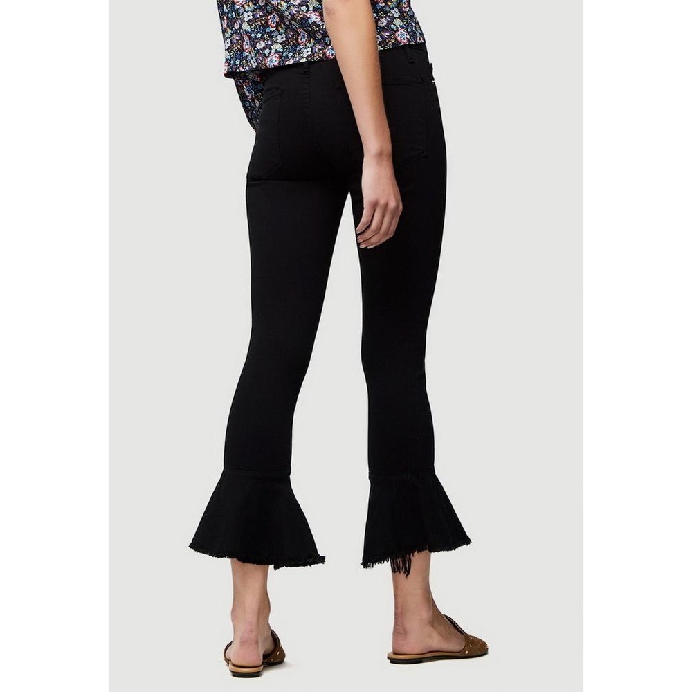 FRAME Denim Le Skinny De Jeanne Flounce Raw Edge Flare Jeans Black - Picture 3 of 11